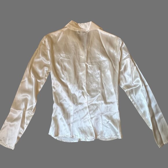Heart Soul Satin Button Down Blouse – White, Size S - Picture 5 of 5